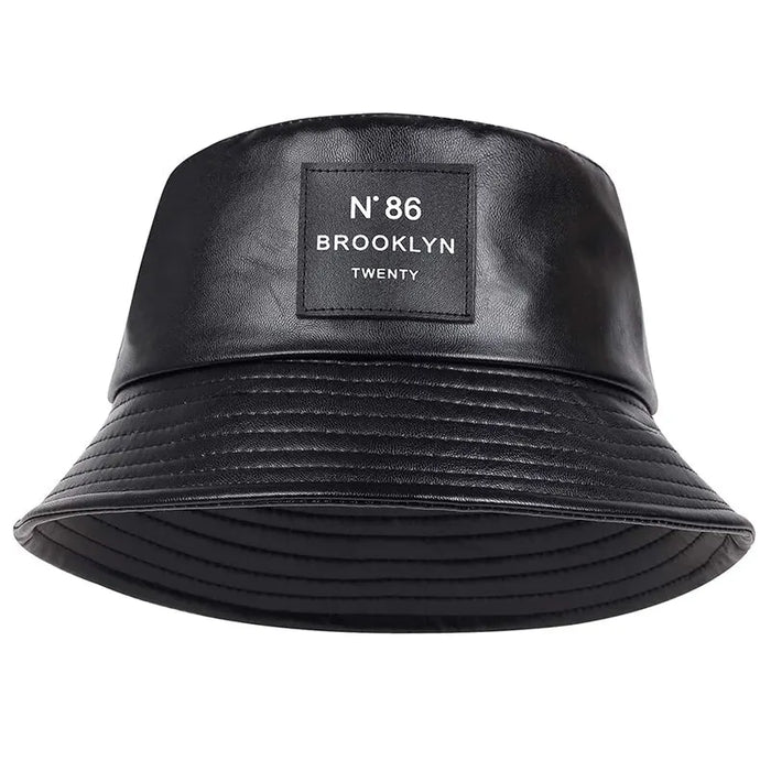 Stylish Unisex Pu Leather Bucket Hat For Outdoor Sun Protection