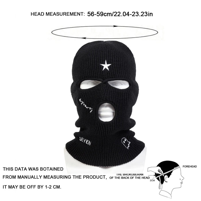 Ghost Embroidery Masked Knitted Hat For Outdoor Activities
