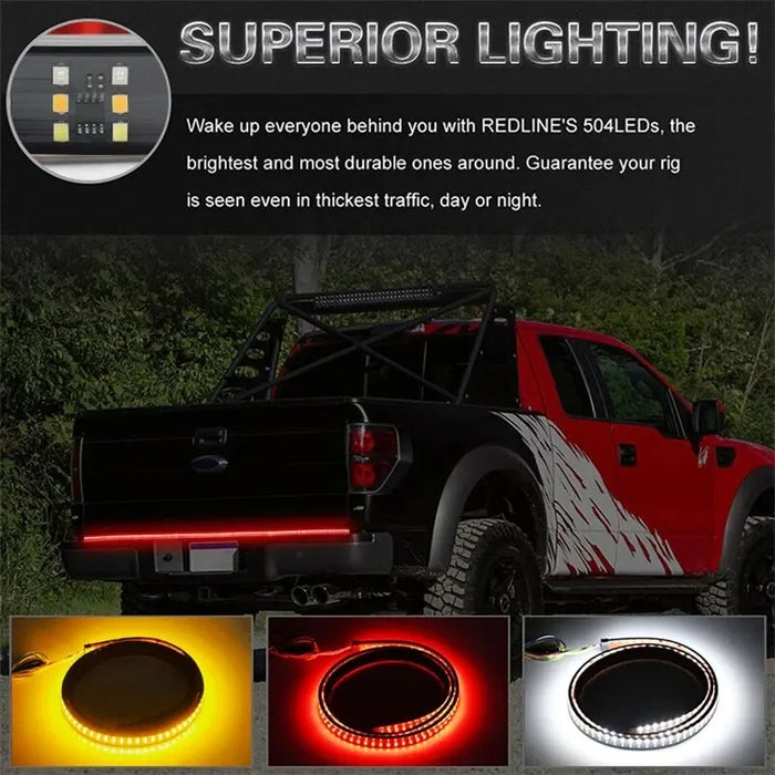 12V 48 / 60 Led Car Brake Turn Signal Light Strip For Pickup Truck Rear Tail Double Flash
