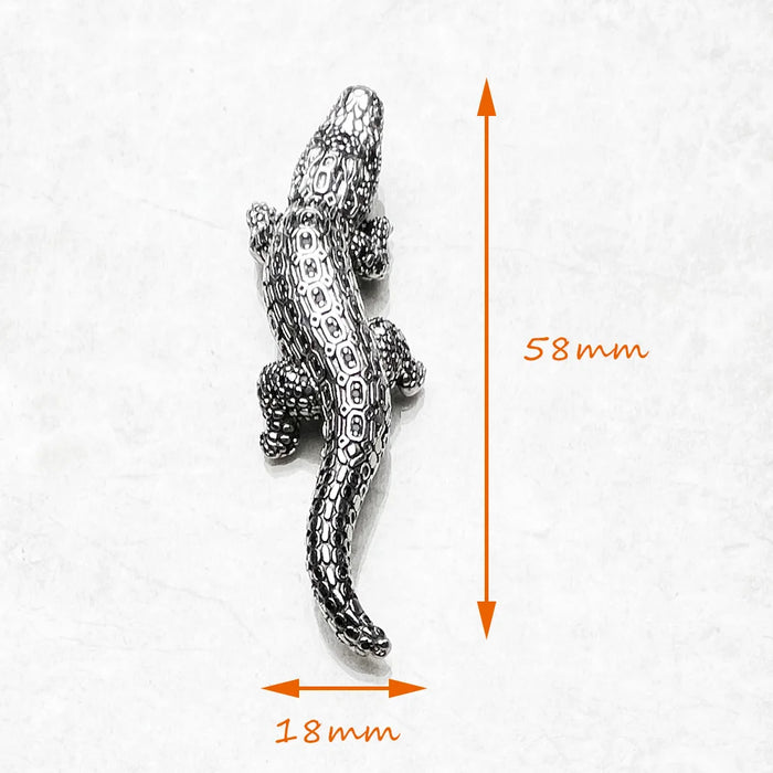925 Sterling Silver Black Stone Crocodile Pendant Rebel Street Jewelry
