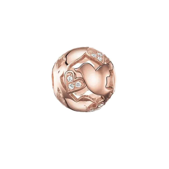 925 Sterling Silver Romantic Rose Gold Love Bird Charm Jewelry For Women