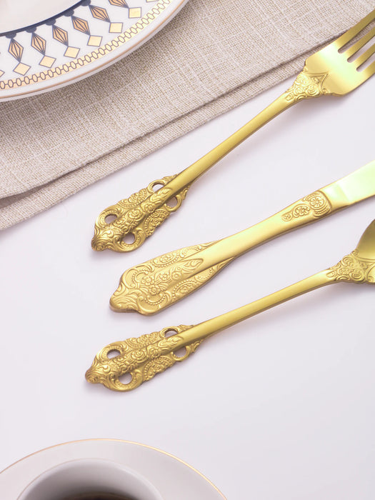 4 / 6 / 16 / 24 Piece Stainless Steel Gold Cutlery Set High End For Home / Hotel