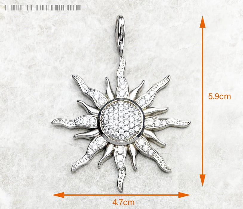 925 Sterling Silver Sun Star Cz Pave Pendant Fine Jewelry For Men & Women