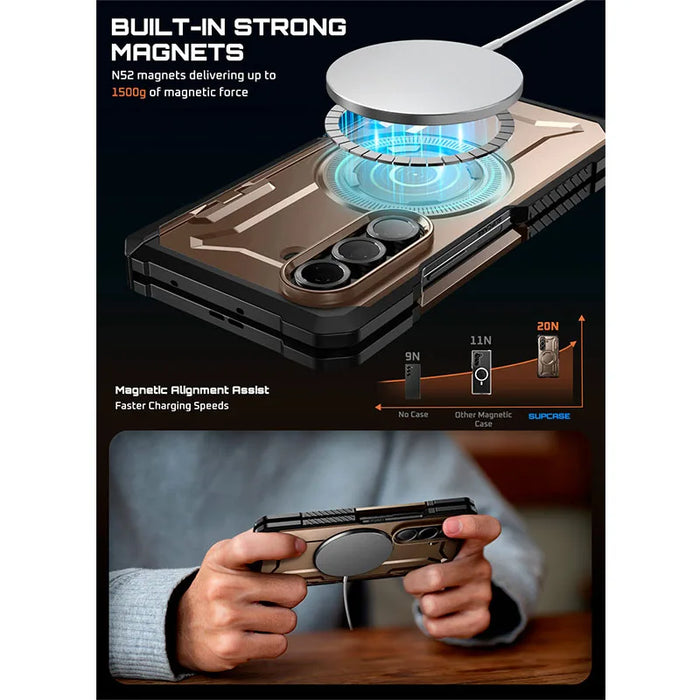 For Samsung Galaxy Z Fold 7 Ub Grip Anti-Scratch Heavy Duty Rugged Magnetic Phone Case With Screen Protector