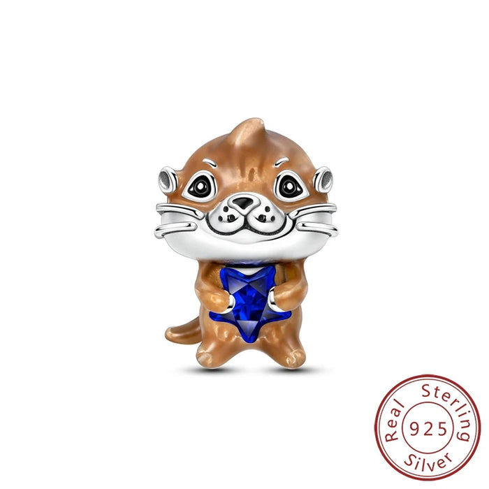 925 Sterling Silver Otter Pendant Charm Fits Bracelets & Necklaces Diy Gift