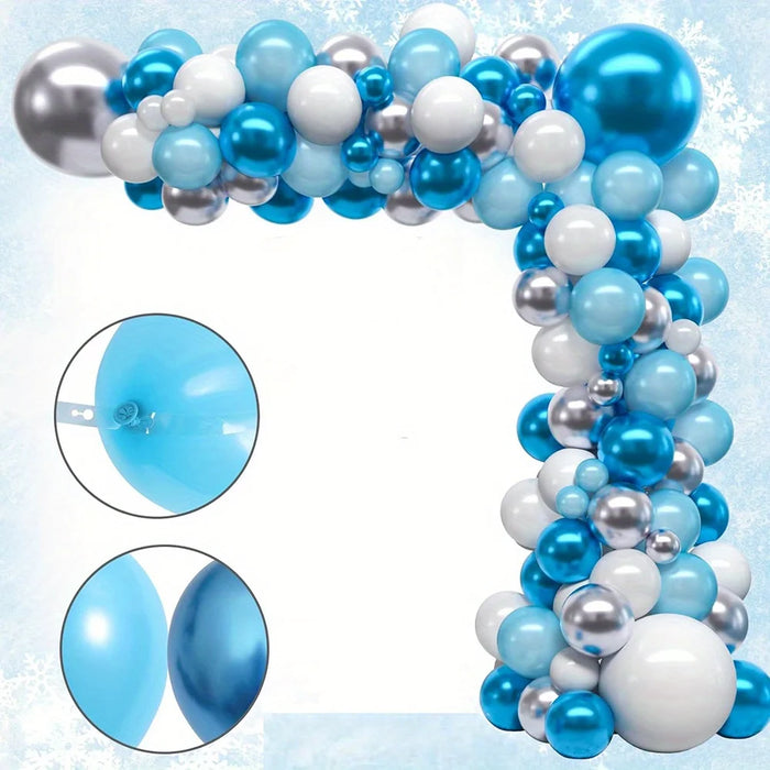 126Pcs Snowflake Balloon Wreath Kit For Winter Party Birthdays And Indoor / Outdoor Winter Wonderland Party Decorations