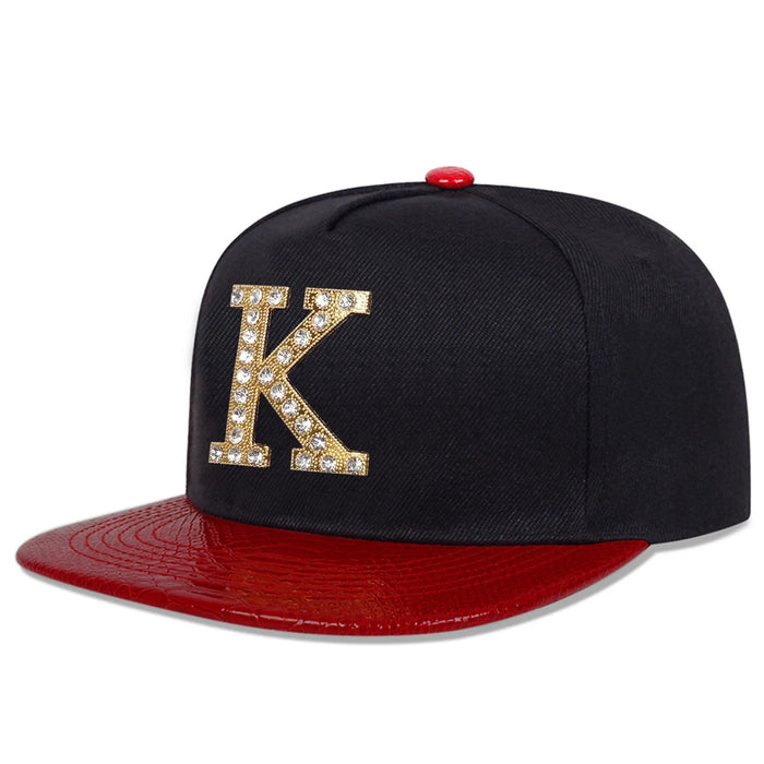 Adjustable Unisex K Letter Drill Baseball Cap Spring / Autumn