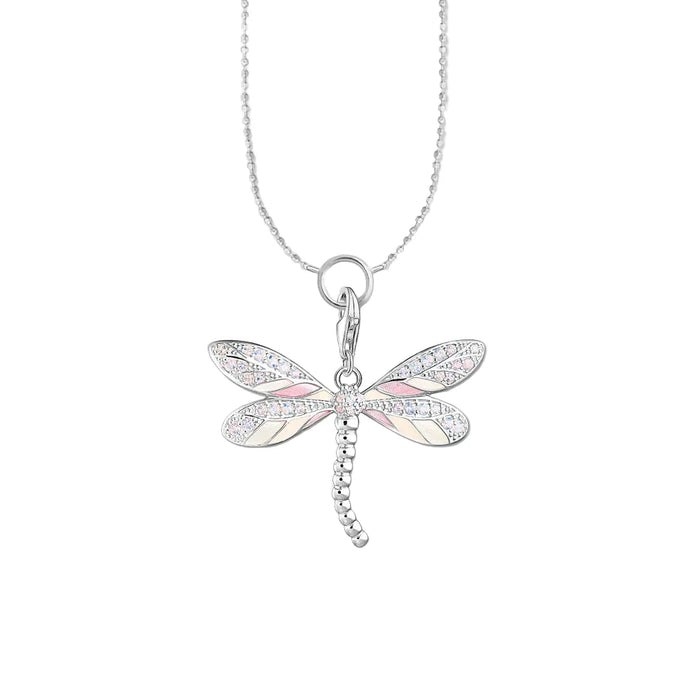 925 Sterling Silver Dragonfly Filigree Charm Necklace Fashion For Women