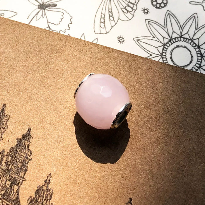 925 Sterling Silver Romantic Pink Faceted Beads Karma Jewelry For Women