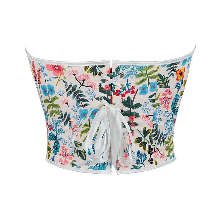 Steapless Lace-Up Front Busk Corset Plus Size Underwear For Women