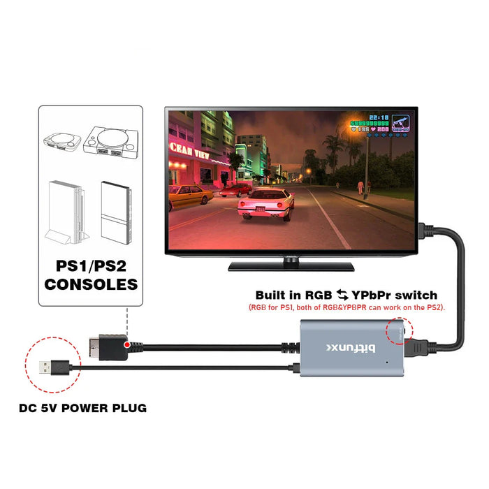 For Ps2 Ps1 To Hdmi Converter With Rgb To Ypbpr Switch