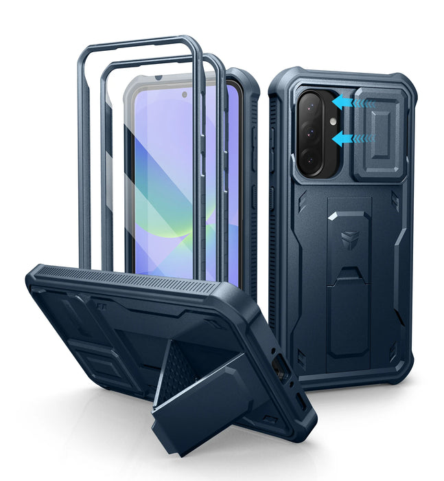 For Samsung Galaxy A36-5G Heavy Duty Military Grade Protection Shockproof Holder With Bulit-In Magnetic Slide Camera Case
