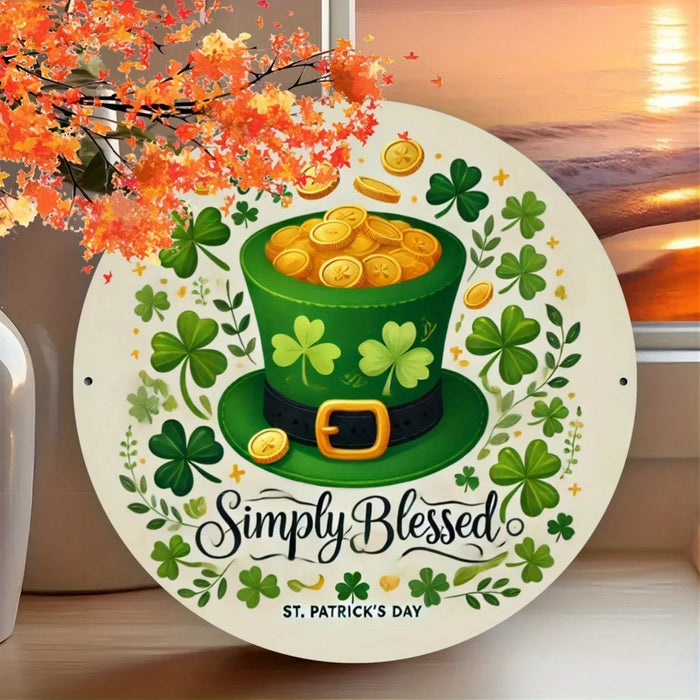 8-Inch St. Patrick'S Day Metal Wall Decor With Leprechaun Hat & Shamrock