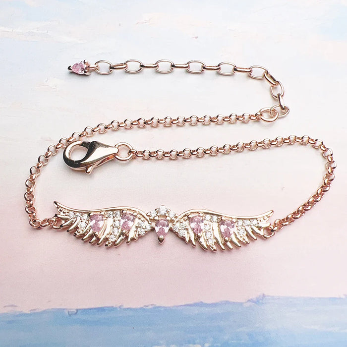 925 Sterling Silver Phoenix Wings Bracelet Rose Gold Plated Mythic For Women