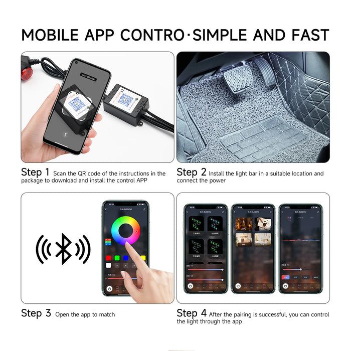 Rgb Car Interior Led Light Kit Remote Control