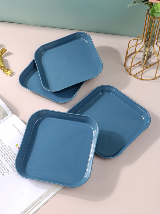 4 / 8 / 12 Piece Reusable Dark Blue Snack Plates Perfect For Family Kitchen Picnics Camping And More