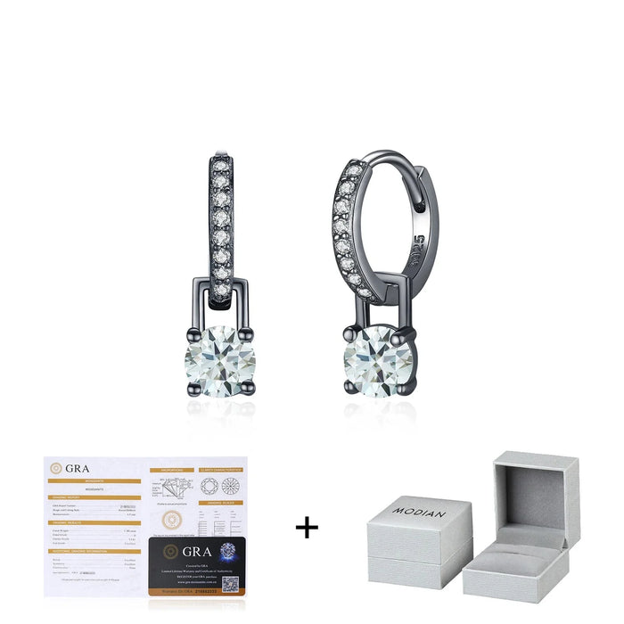 925 Sterling Silver 0.5Ct D Colour Light Green Moissanite Hoop Earrings In For Women