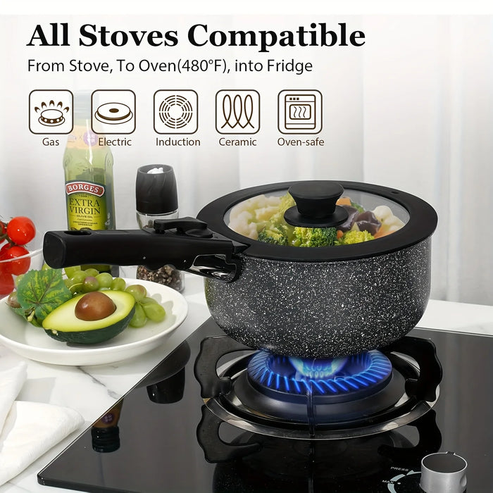 15 Piece Nonstick Cookware Set With Detachable Handles