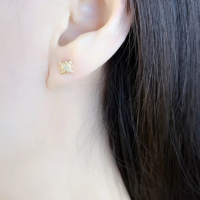 925 Sterling Silver Star Stud Earrings For Women