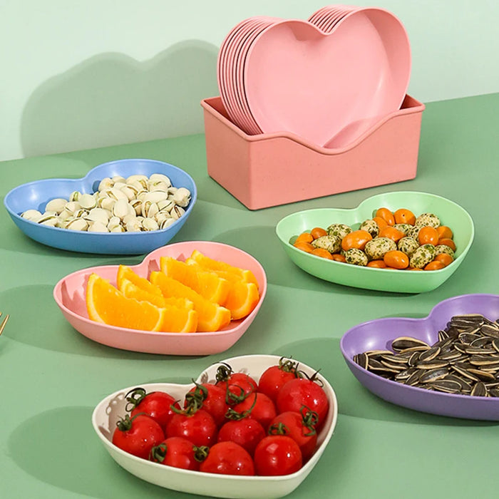 6 Piece Heart Shaped Plate Storage Box For Snacks And Dried Fruit