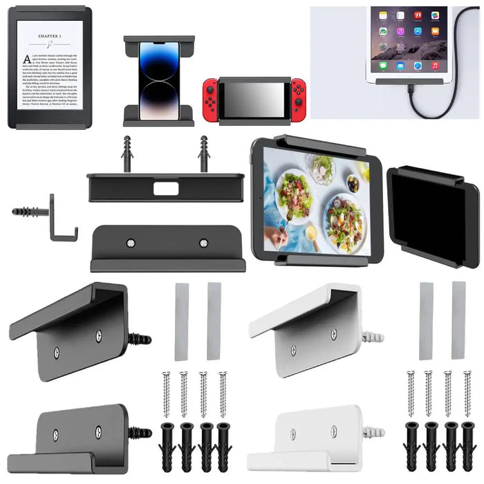 2Pc Universal Wall Mounted Tablet Stand Holder Wall Mount Bracket Fixed By Adhesive Or Screw Stabilizer Tablet Holder For Tablet