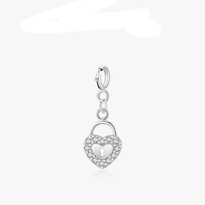 925 Sterling Silver Romantic Keyhole Hearts Charm For Bracelet Or Necklace
