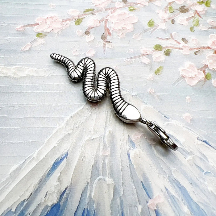 925 Sterling Silver Black Snake Pendant Trendy Gift For Women & Men
