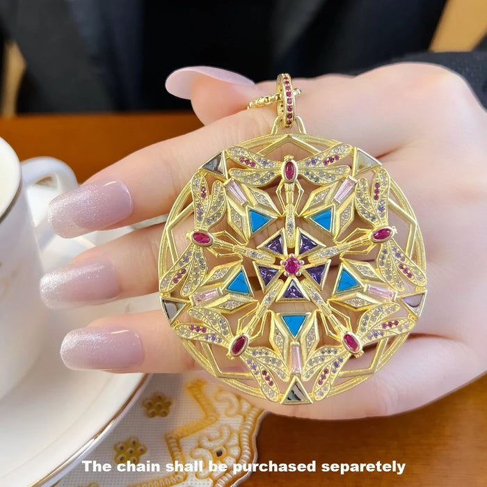 925 Sterling Silver Dragonfly Kaleidoscope Pendant Jewelry For Women