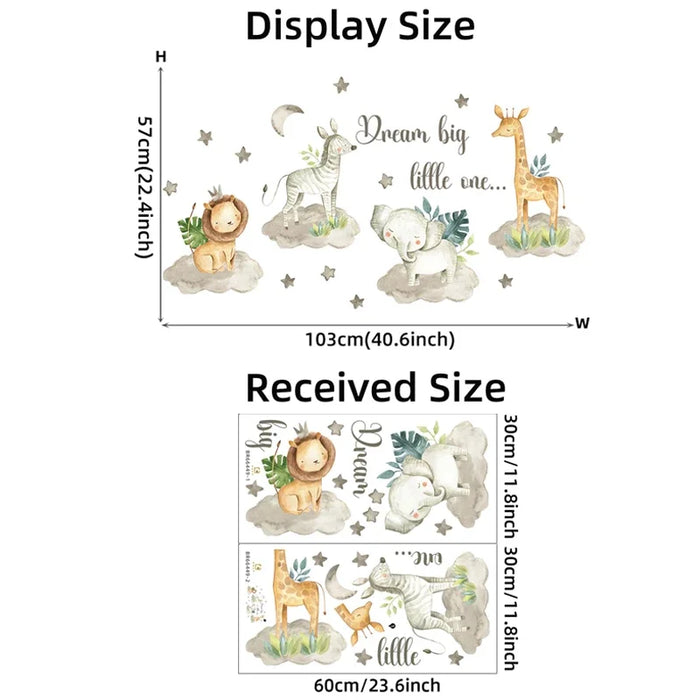 Adorable Watercolour Animal Wall Decals For Kids Room Decor