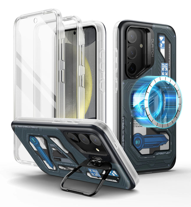 For Samsung Galaxy S24 360 Full-Body Dual Layer Rugged Shockproof Magnetic Magsafe Compatible Case With Camera Stand