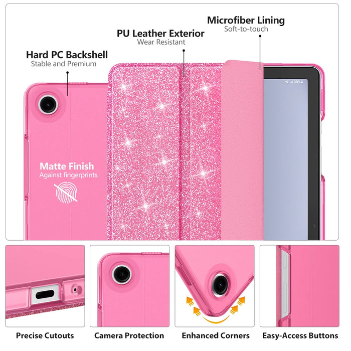 For Galaxy Tab A9+ 11 Inch 2023 Slim Stand Protective Smart Case With Hard Pc Translucent Back Shell