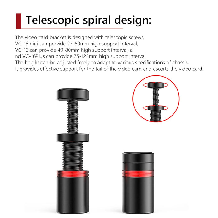 Vc-16 Graphics Card Gpu Holder Support Adjustable Telescopic Rotary Screw Aluminum Video Card Sag Bracket Video Card Sag Holder