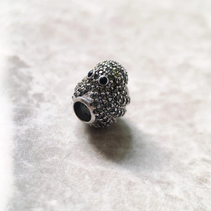 925 Sterling Silver Dark Green Octopus Bead Charm For Women & Men