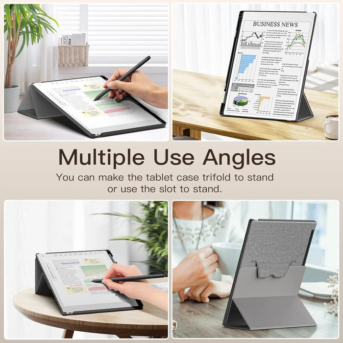 For Remarkable Paper Pro 2024 11.8 Inch Premium Leather Trifold Stand Case With Pen Holder