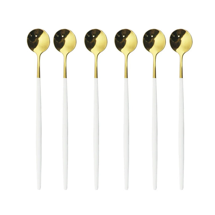 6 Piece Stainless Steel Dessert Spoon Set For Coffee Tea And More