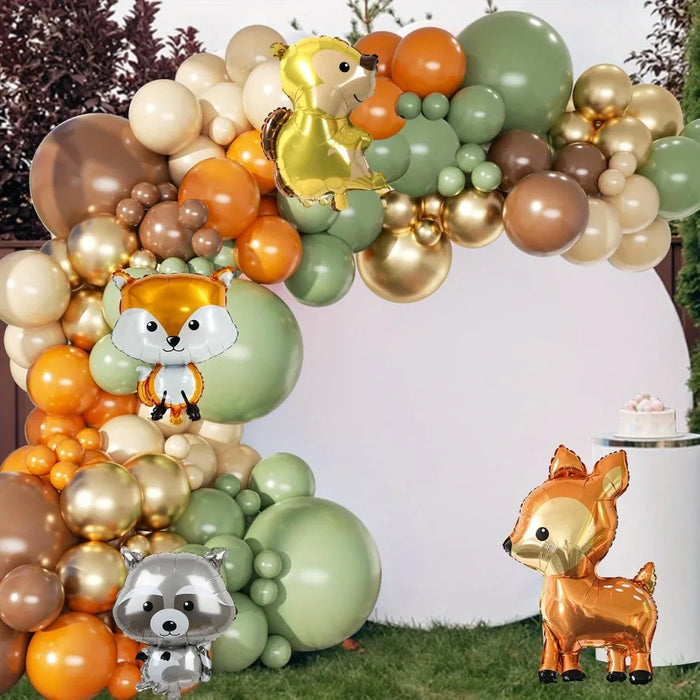 151Pcs Woodland Animal Balloon Garland Set Forest Animal Birthday Party Neutral Reveal Party Jungle Decoration Theme Party