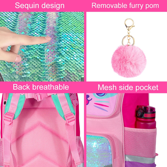 3 Piece Unicorn Dinosaur Backpack Set For Girls