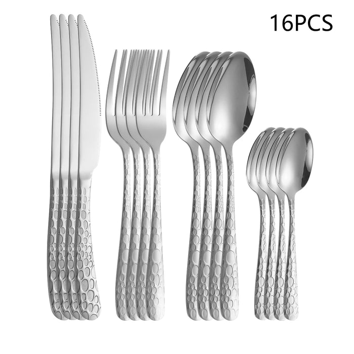 4 / 6 / 16 / 24 Piece Stainless Steel Tableware With Steak Knife Dinner Fork Soup Spoon And Tea Spoon