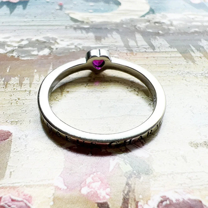 925 Sterling Silver Romantic Gift Pink Heart Solitaire Ring Real Europe Style Fine Jewelry For Women Love