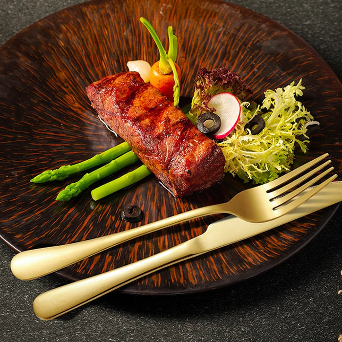 6 / 30 Piece Golden Stainless Steel Tableware Set For Hotels