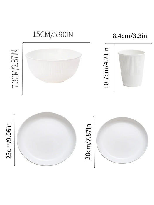 4 / 8 / 16 / 32 Piece Eco Friendly Reusable Plastic Cutlery Set For Parties Christmas Wheat Bowls & Dessert Plates