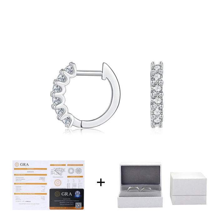 925 Sterling Silver Sparkling D Colour Moissanite Hoop Earrings For Women