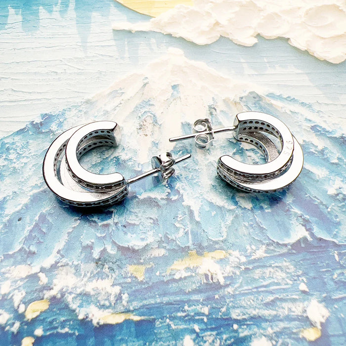 925 Sterling Silver Vintage Hinged Hoop Earrings Women Fine Jewelry