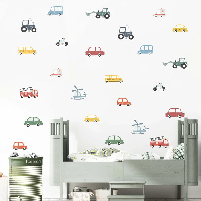 4Pc Cartoon Vehicle Wall Stickers For Kids Room Decor