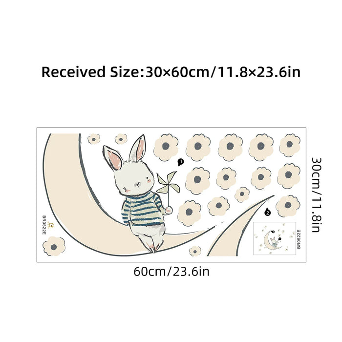Adorable Cartoon Rabbit Wall Stickers For Kids Room Decor
