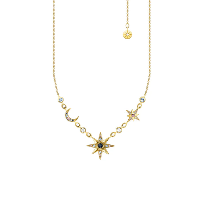 925 Sterling Silver Bohemia Star & Moon Necklace Fine Jewelry For Women