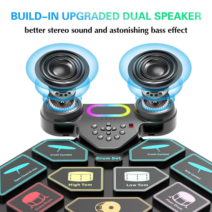 Portable Electronic Drum Set For Kids & Adults 9 Pads With Headphone Jack & Speaker