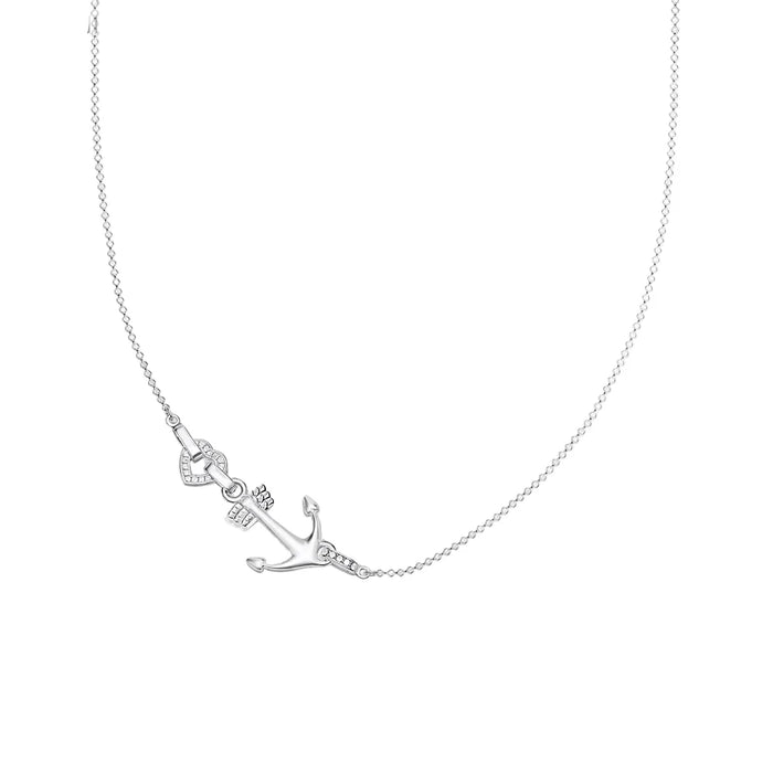 925 Sterling Silver Romantic Gift Love Anchor & Heart Necklace