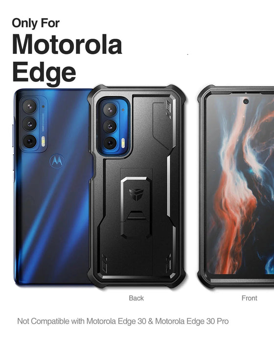 For Motorola Moto Edge 2021 Heavy Duty Military Grade Shockproof Protective Kickstand Case With Built In Screen Protector