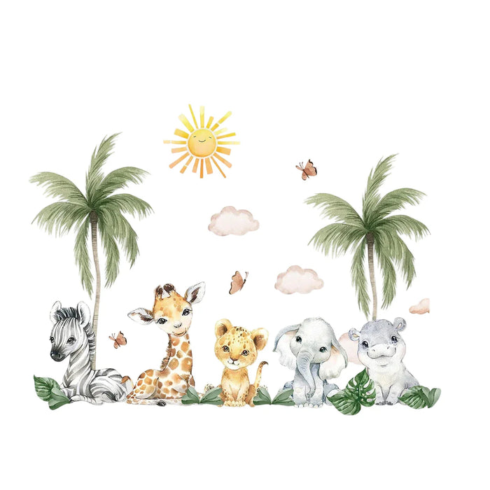 2 Piece Safari Animal Wall Decals For Kids Room Decor